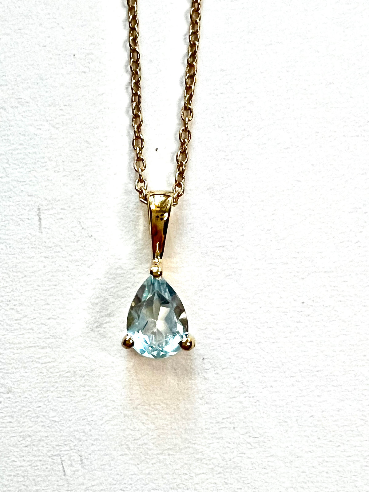 Blue Topaz Drop Pendant 18" Necklace – Gold-Tone Setting #2
