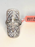Silver-Tone Filigree & Rhinestone Statement Ring — Size 7  #1