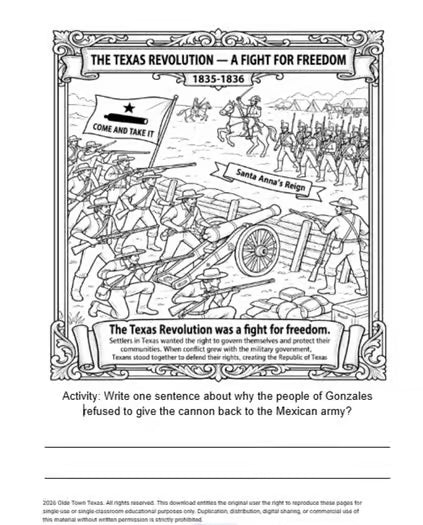 Free Download Texas Revolution Activity Pages|4th & 7th Grade Texas History PDF